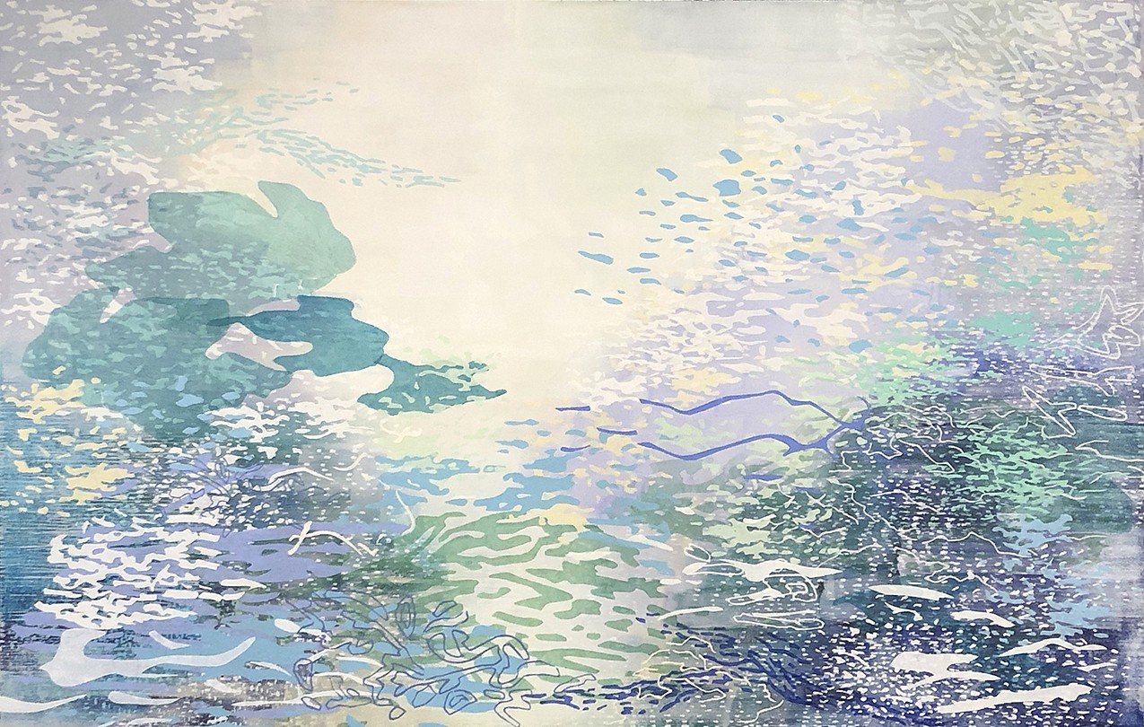 Laura Fayer, Season of Light (Sold)
Acrylic & Japanese paper on canvas, 42 x 66 in.