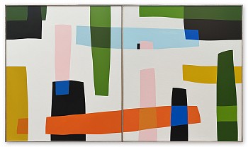 Francois Bonnel - Backgammon & Plat du Jour (diptych) 55 1/8 x 94 1/2 in.