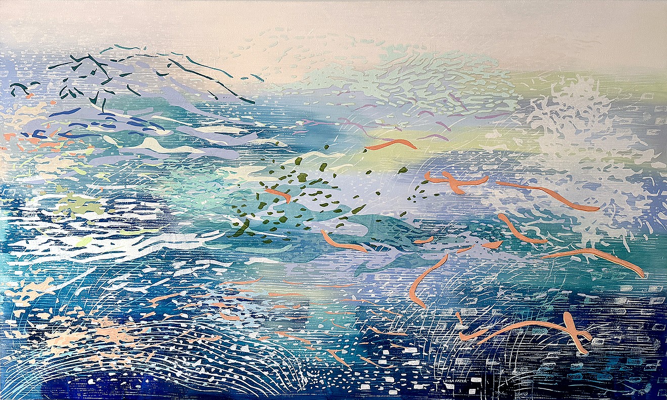 Laura Fayer, Victory Island
Acrylic & Japanese paper on canvas, 36 x 60 in.