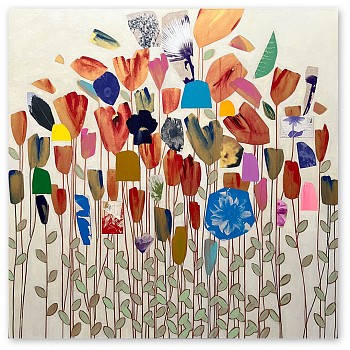 Work:&nbsp;Emily Filler Red & Gold Wildflowers 54 x 54 in.